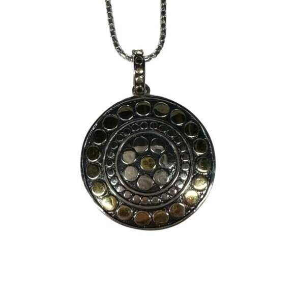 Macy's .925 Sterling Silver Round Necklace Aztec Art Pendant Chain 17.5" NWT - Picture 2 of 4